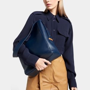 STOW WANDER-LUXE WANDERLUXE CAROLINA TRAVEL TOTE HOBO SHOULDER BAG NAVY BLUE